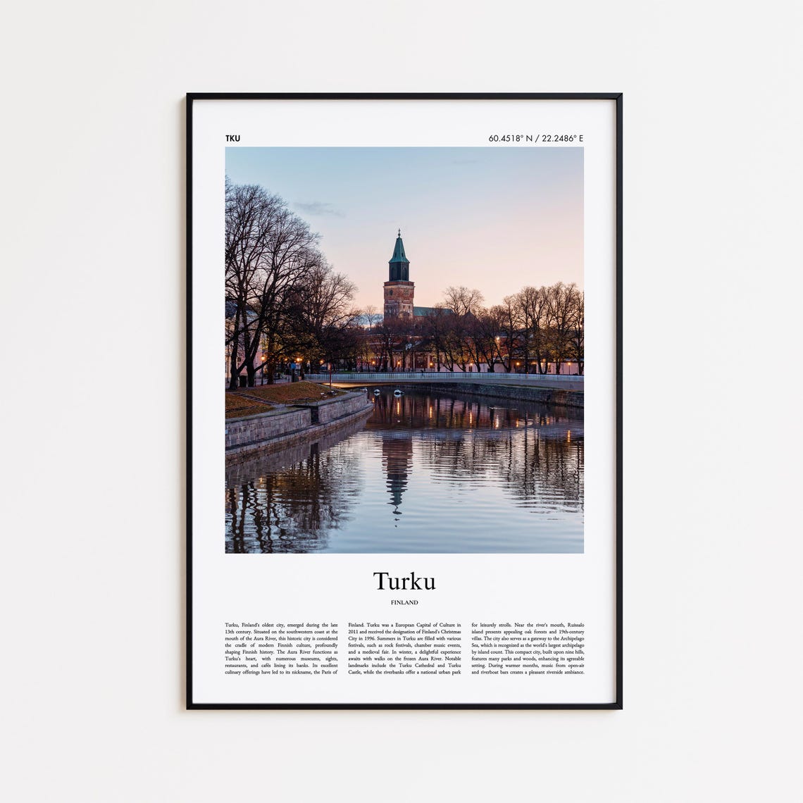 Turku Finland Cathedral River Reflection Nordic Photo Poster