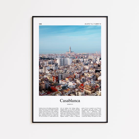 Casablanca Color Print Real Photo Poster Travel Gift Morocco Minimal City