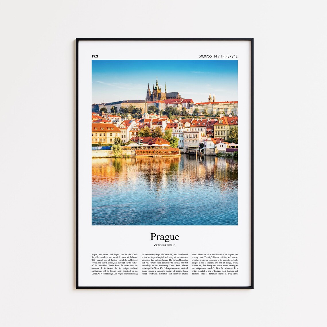 Prague Castle Old Town on the Vltava Czech Republic Travel Poster