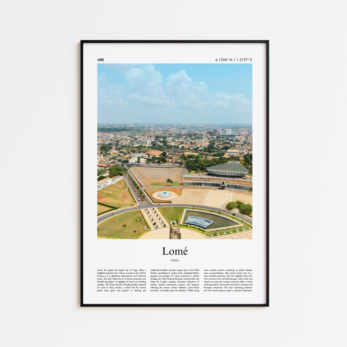 Lomé Togo West African Capital Aerial Cityscape Photo Poster