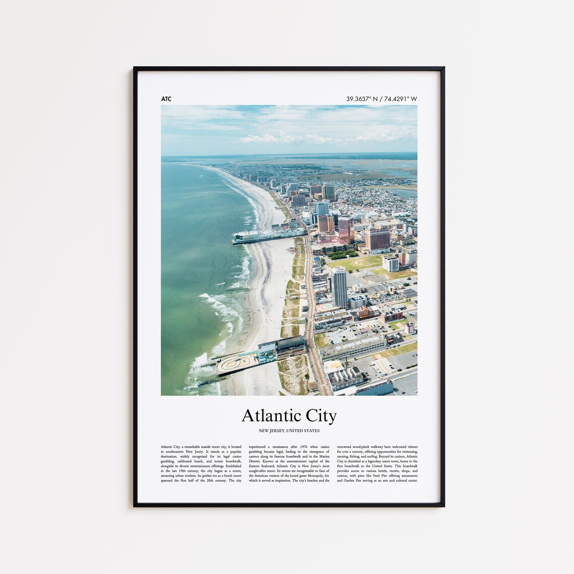 Atlantic City Color Print Real Photo Poster Travel Gift Maryland United States Usa Wall Art