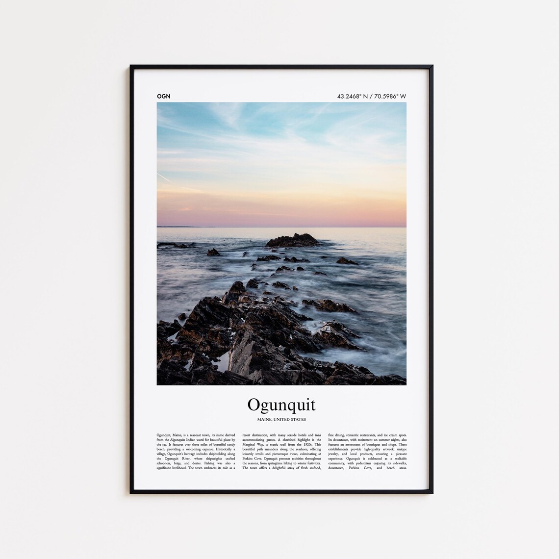 Ogunquit Maine Rocky Coast Sunset Ocean View Photo Travel Poster