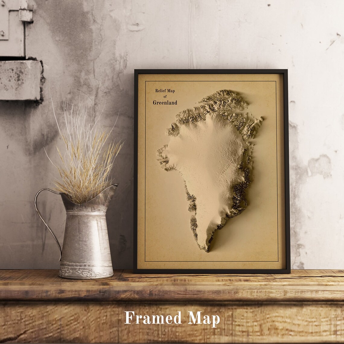 Greenland Relief Map, Minimalist Travel Poster - Image 2