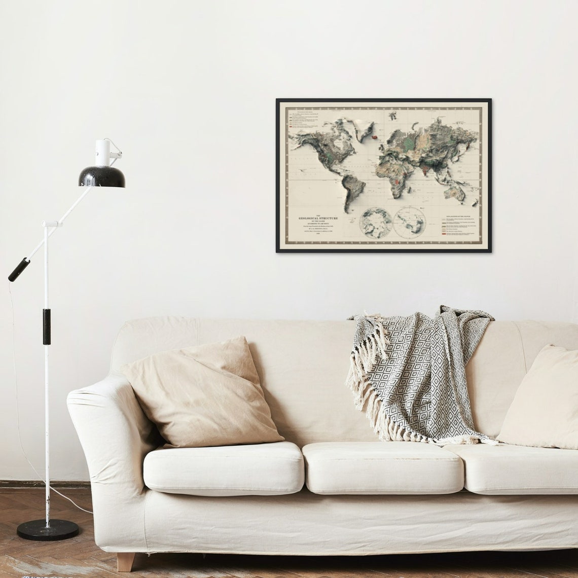 The Geological Structure Of The Globe Antique World Map Poster - Image 2