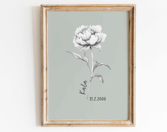 Birth Month Flower Custom Family Botanical Art Print