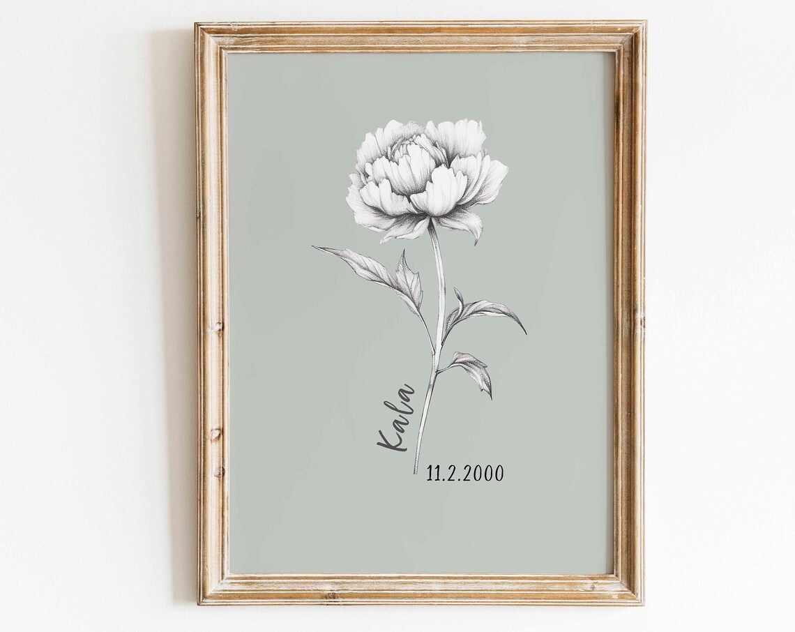 Birth Month Flower Custom Family Botanical Art Print