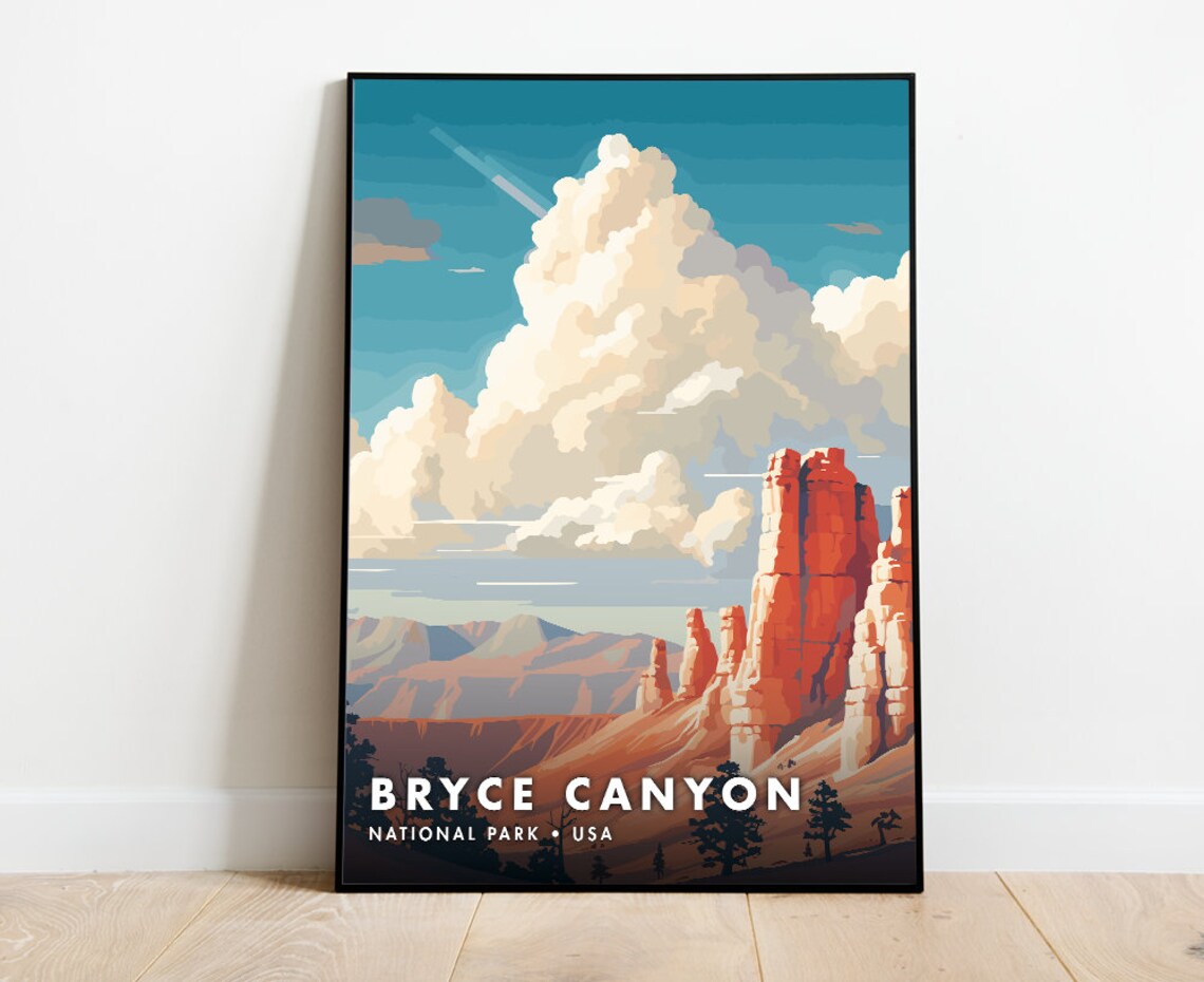 Bryce Canyon National Park USA Red Hoodoo Sunset Landscape Poster