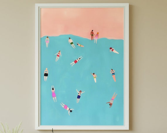 Ocean Swimmers Minimalist Travel Art Print