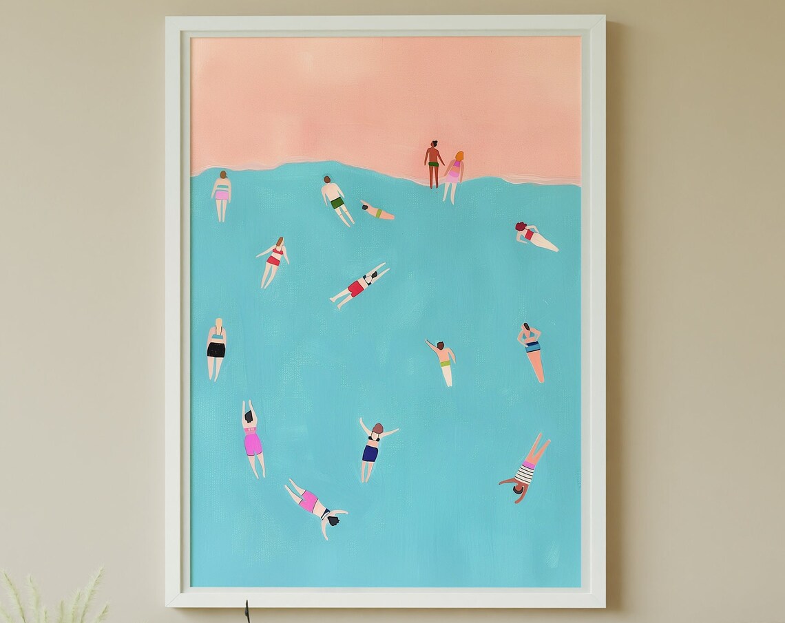 Ocean Swimmers Minimalist Travel Art Print