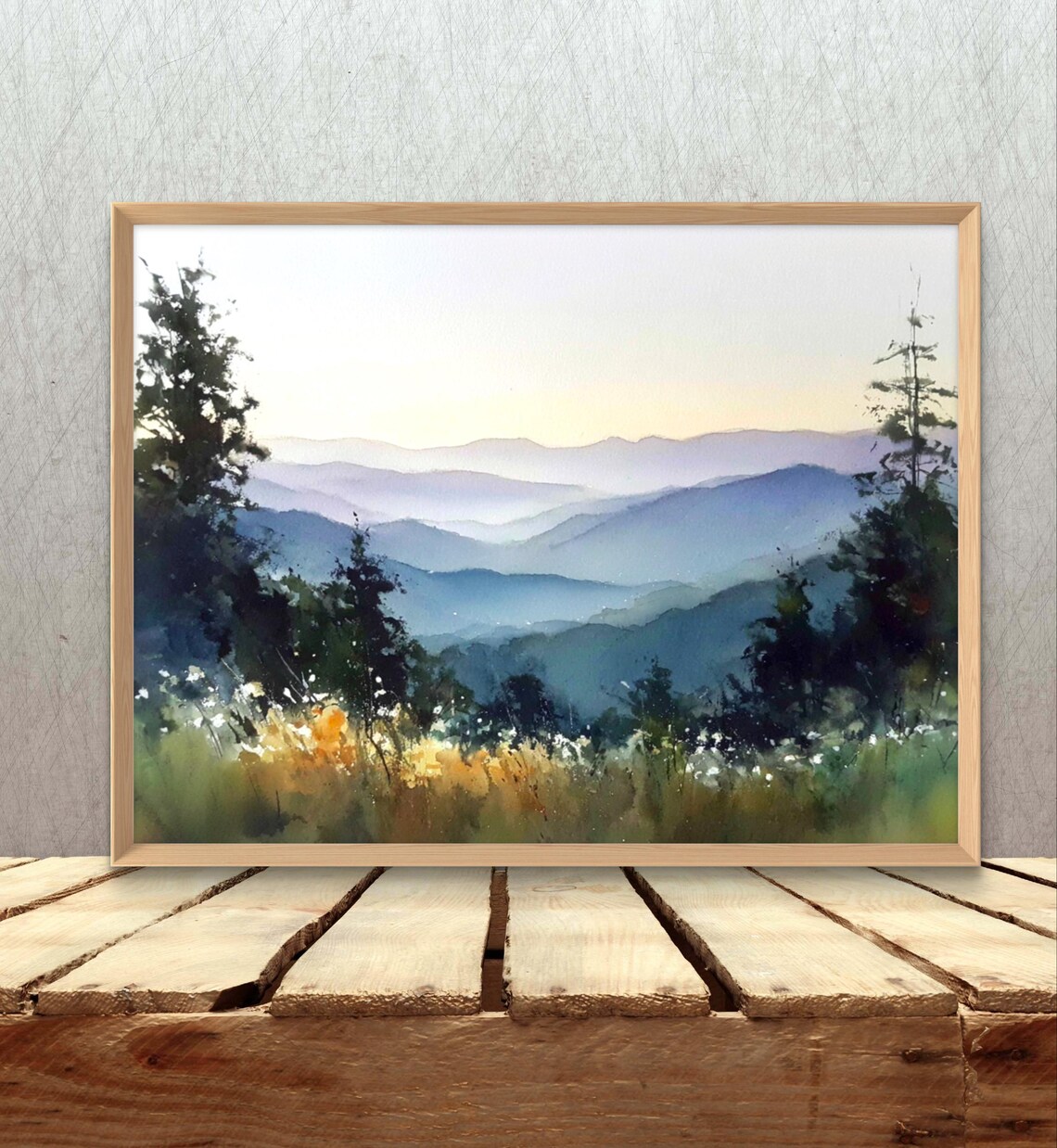 Smoky Mountains Sunset Landscape Art Print