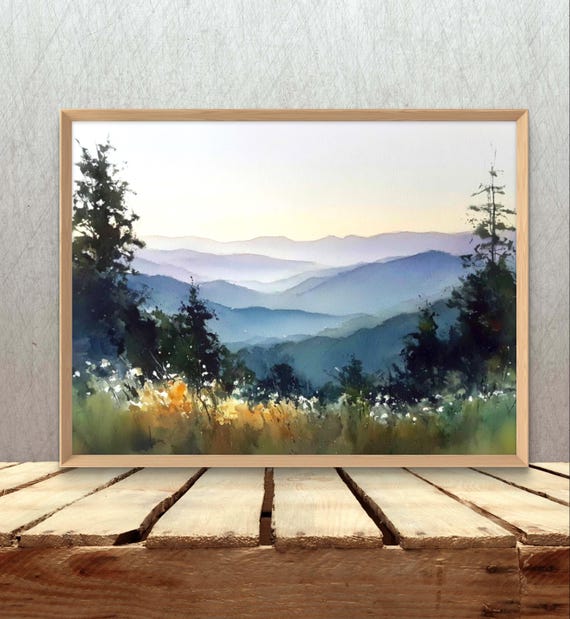Smoky Mountains Sunset Landscape Art Print