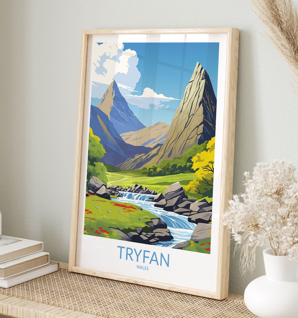 Tryfan Wales Dramatic Twin Peaks Mountain Stream Landscape Poster