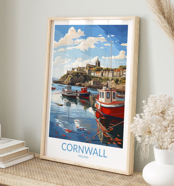 Cornwall Print No 2 Cornwall Poster England Cornwall Wall Art Cornwall Art Print Cornwall Artwork Cornwall Travel Gift United Kingdom