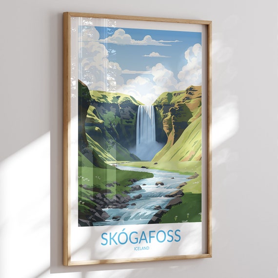 Iceland Print No 5 Iceland Waterfall Poster Iceland Wall Art Home Decor Iceland Art Print Iceland Photo Traveler Gift Skogafoss