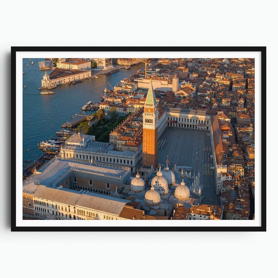 Venice Basilica Domes Close Aerial View Campanile Palace Poster