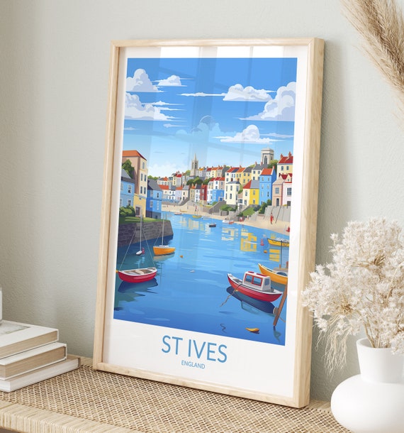St Ives Print No 5 St Ives Poster England St Ives Wall Art St Ives Art Print St Ives Artwork St Ives Travel Gift United Kingdom