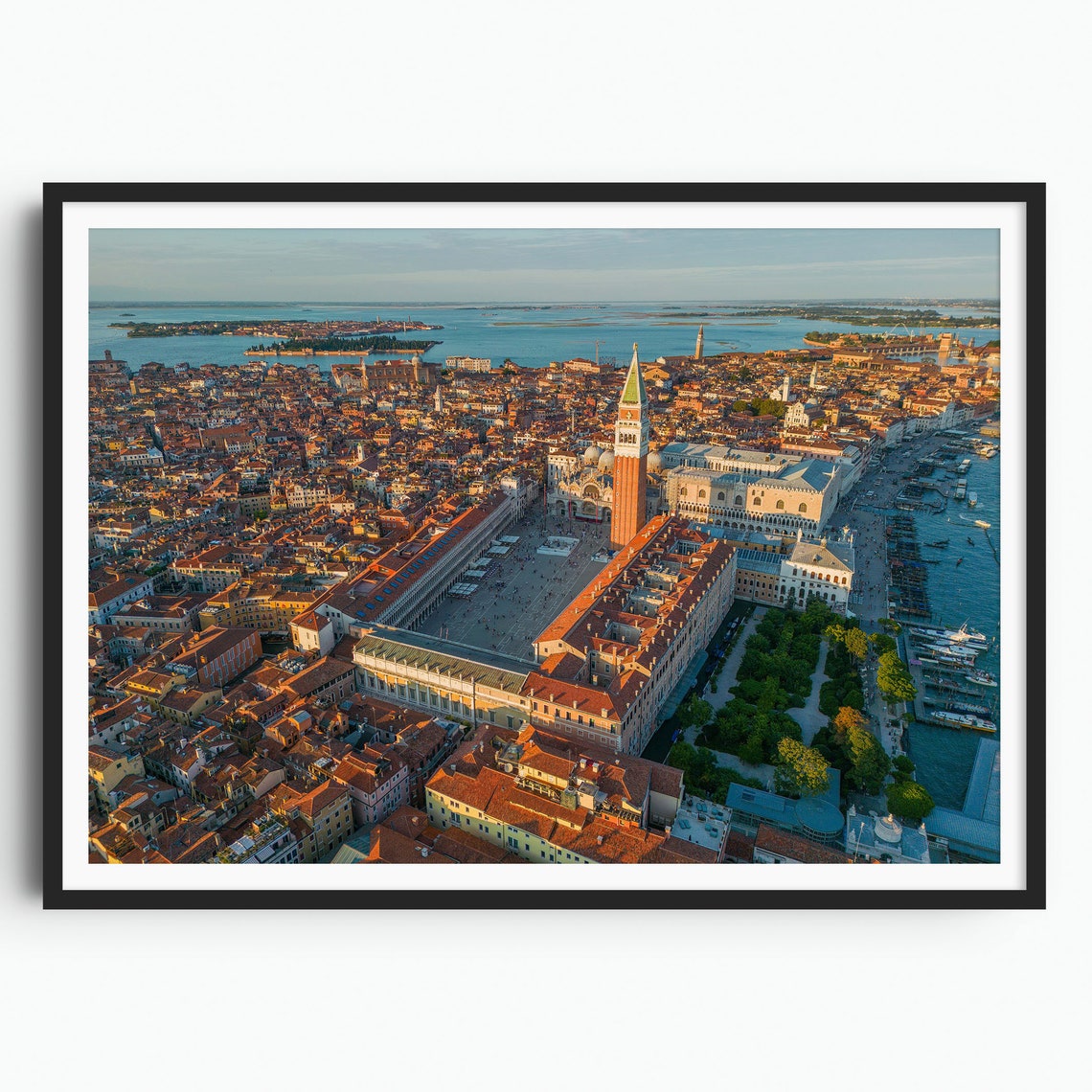 Venice Saint Marks Square Golden Hour Aerial Lagoon View Poster