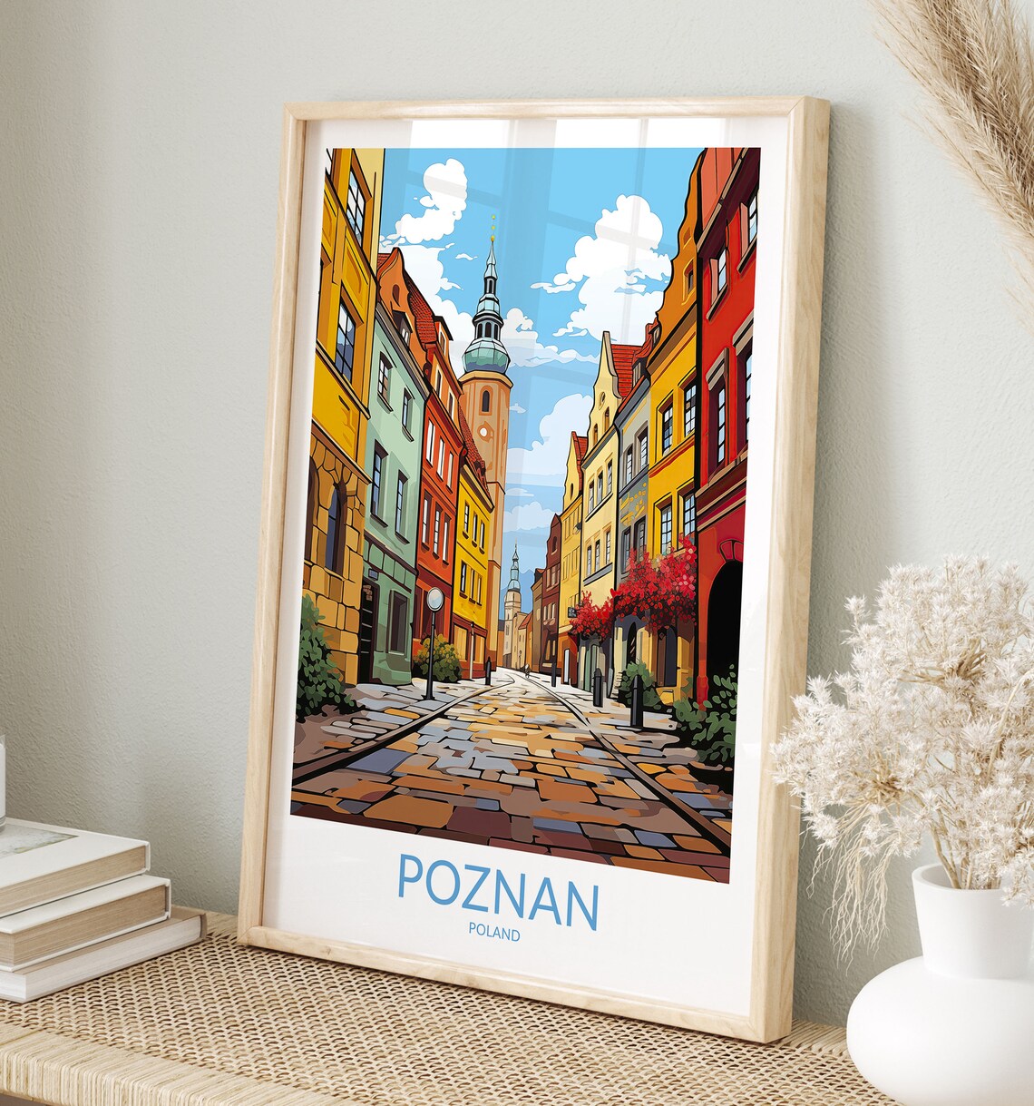 Poznan Poland Charming Old Town Street Architecture Colorful Poster