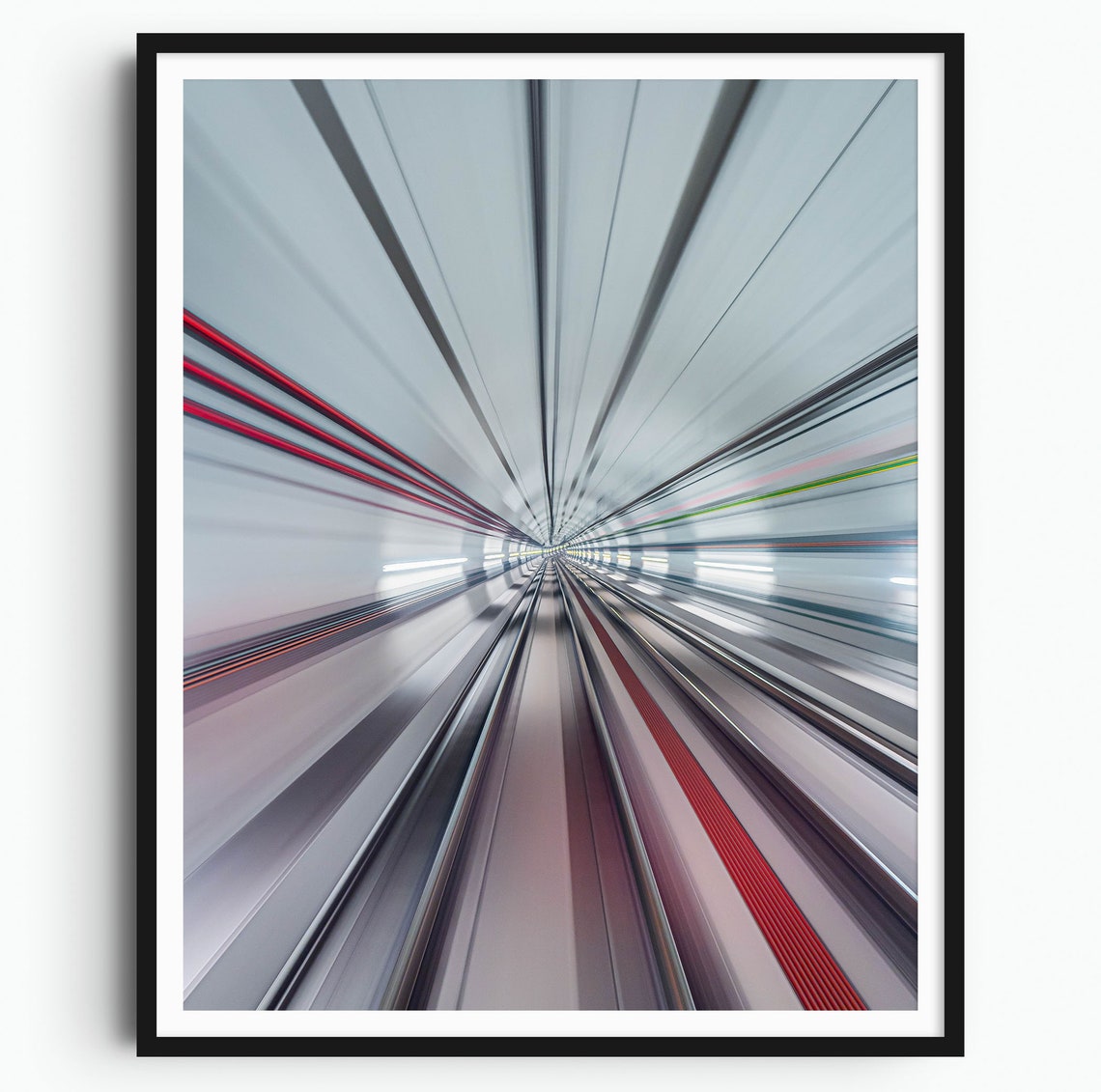 Abstract Light Streak Subway Tunnel Long Exposure Photography Poster