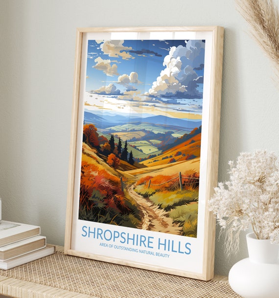 Shropshire Hills Print No 3 Shropshire Hills Poster Shropshire Hills Wall Art Shropshire Hills Art Print Travel Gift United Kingdom