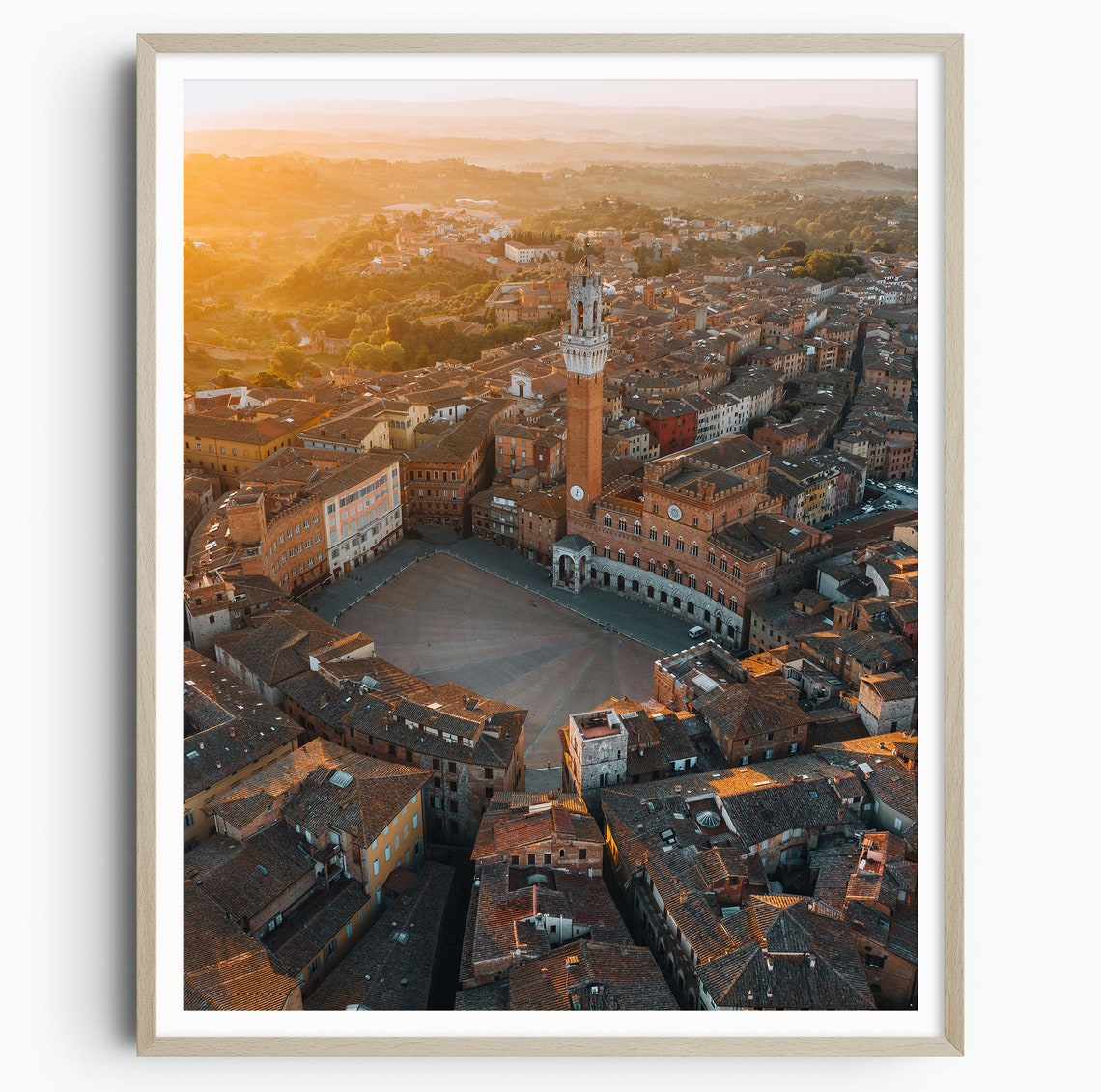 Siena Piazza del Campo Torre del Mangia Golden Hour Poster Italy