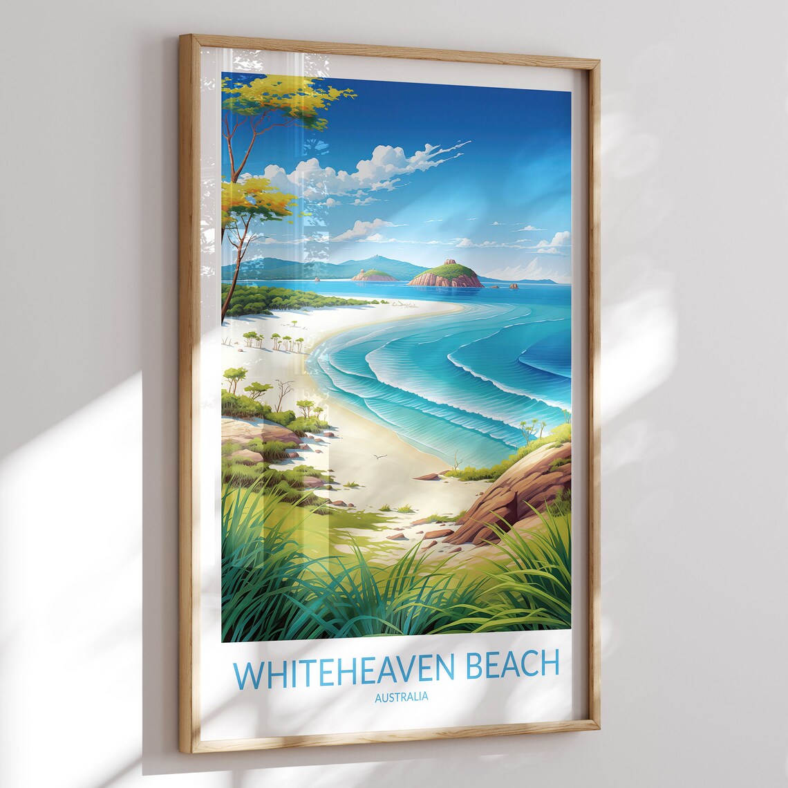 Whiteheaven Beach Australia Panoramic Bay Islands Lush Hills Poster