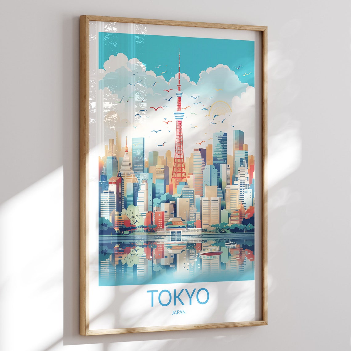 Tokyo Japan Tokyo Tower Waterfront Skyline Reflections Poster