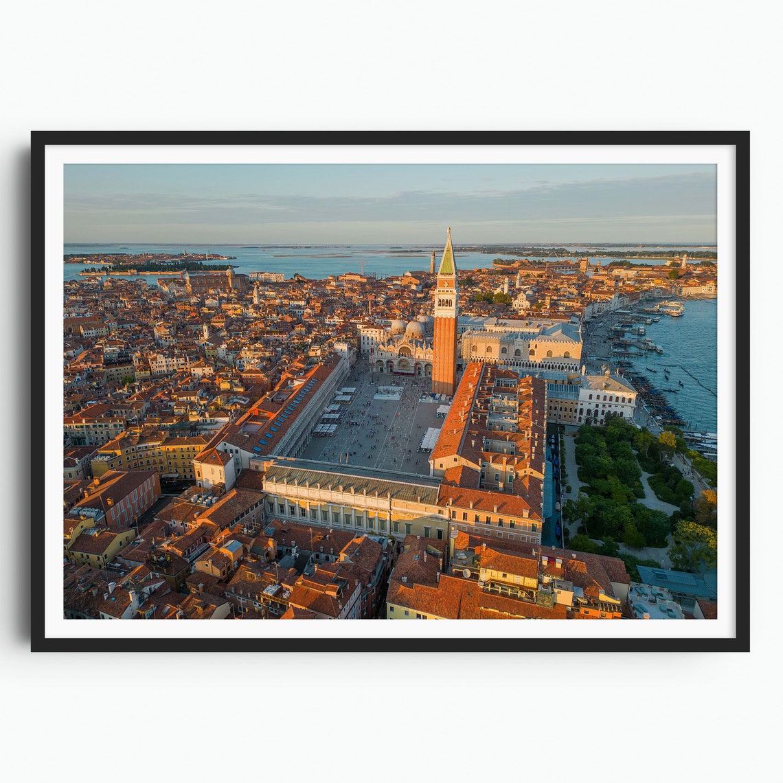 Venice Saint Marks Square Aerial View Doges Palace Lagoon Poster