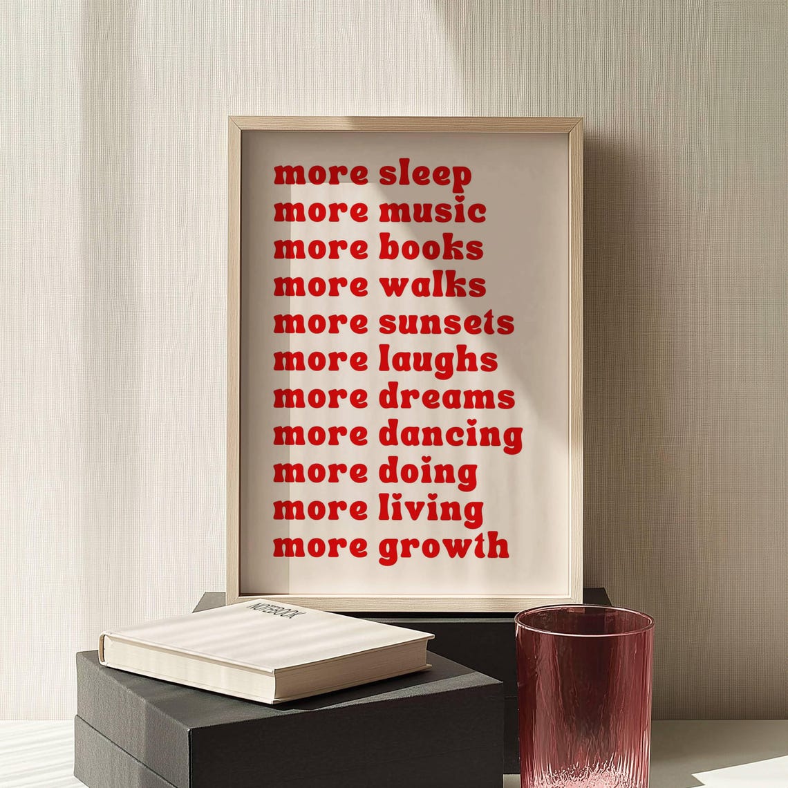More Joy More Growth Retro Red Typography Motivational Poster - Image 2