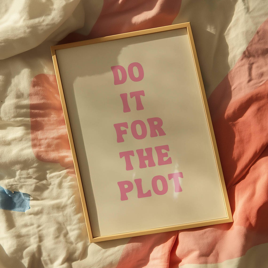 Do It For The Plot Pink Typography Poster Bookish Quote Decor - Image 3