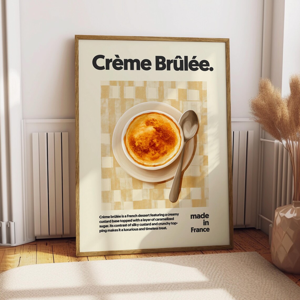 Creme Brulee Poster, French Kitchen Decor Art Print