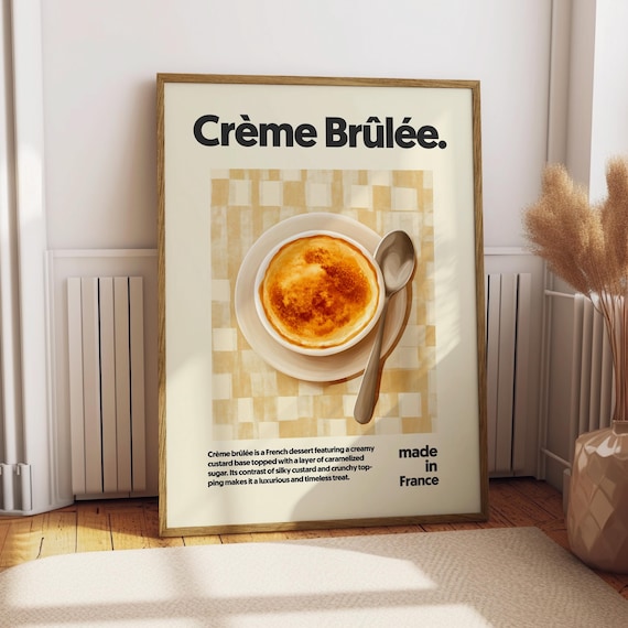 Creme Brulee Poster, French Kitchen Decor Art Print