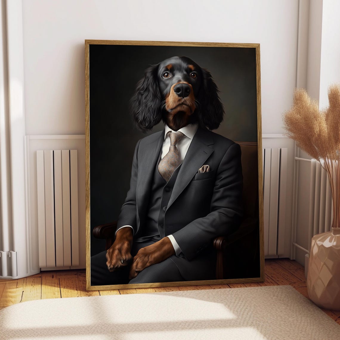Gentleman Dog in Suit Formal Pet Portrait Funny Office Art Poster