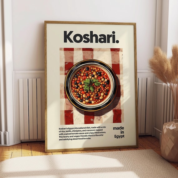 Koshari Egypt National Dish Hearty Street Food Kitchen Poster