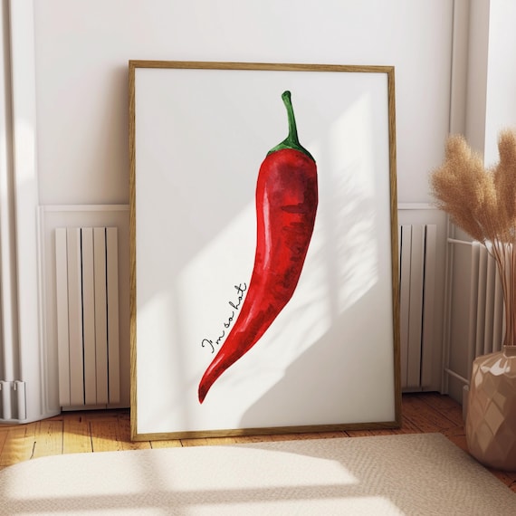 Im So Hot Red Chili Pepper Funny Kitchen Watercolor Art Poster