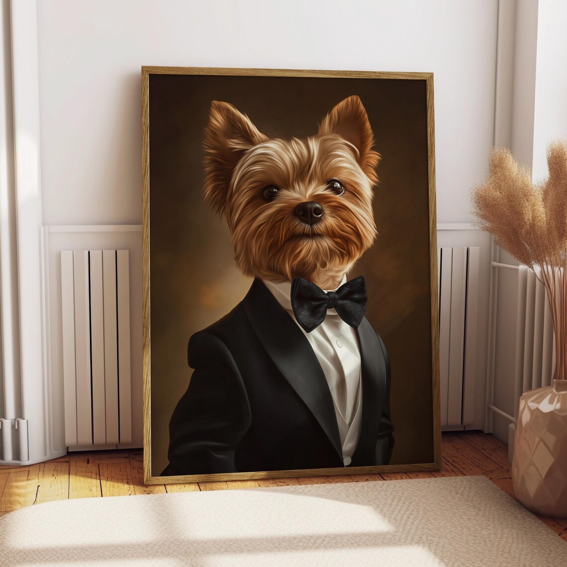 Yorkshire Terrier Tuxedo Portrait Bow Tie Dog Lover Pet Gift Poster