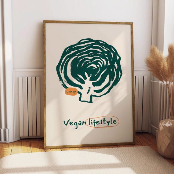 Vegan Lifestyle Poster Food Kitchen Decor Print Fruit Wall Art Vegetable Lover Trendy Healthy