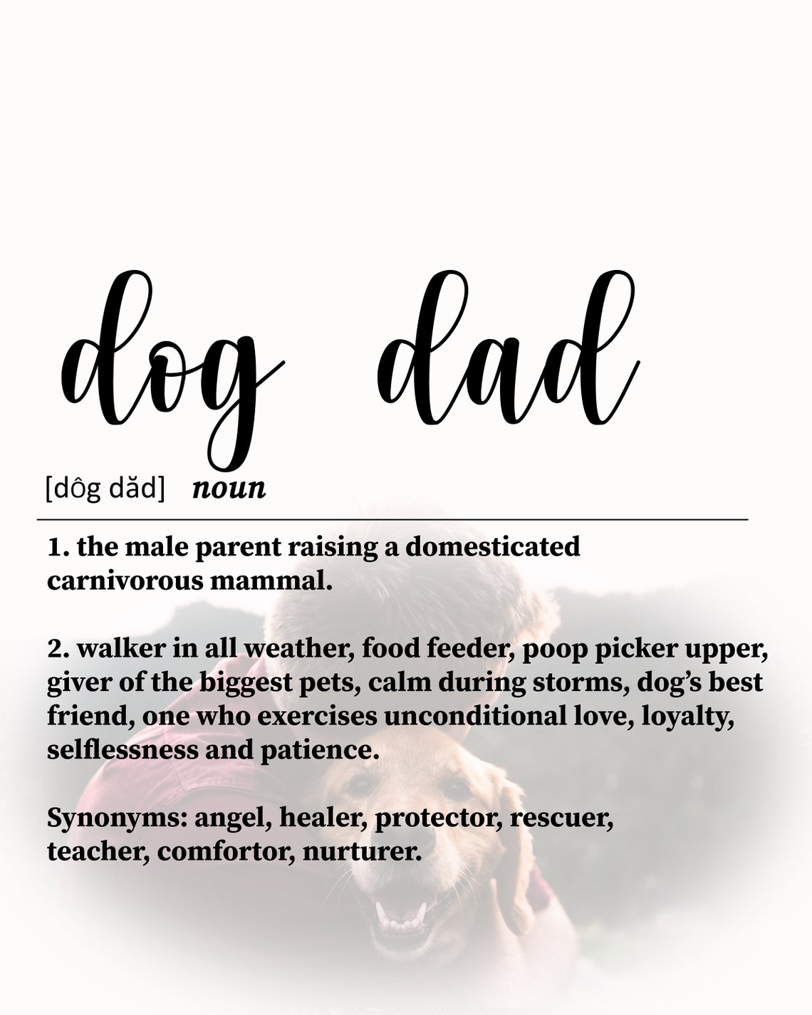 Definition Of Dog Dad Print Dog Lover Gift Dog Wall Art Dog Quote Print Dog Poster Dog Dad Gift Dog Meaning Art Dog Decor Dog Print - Image 3