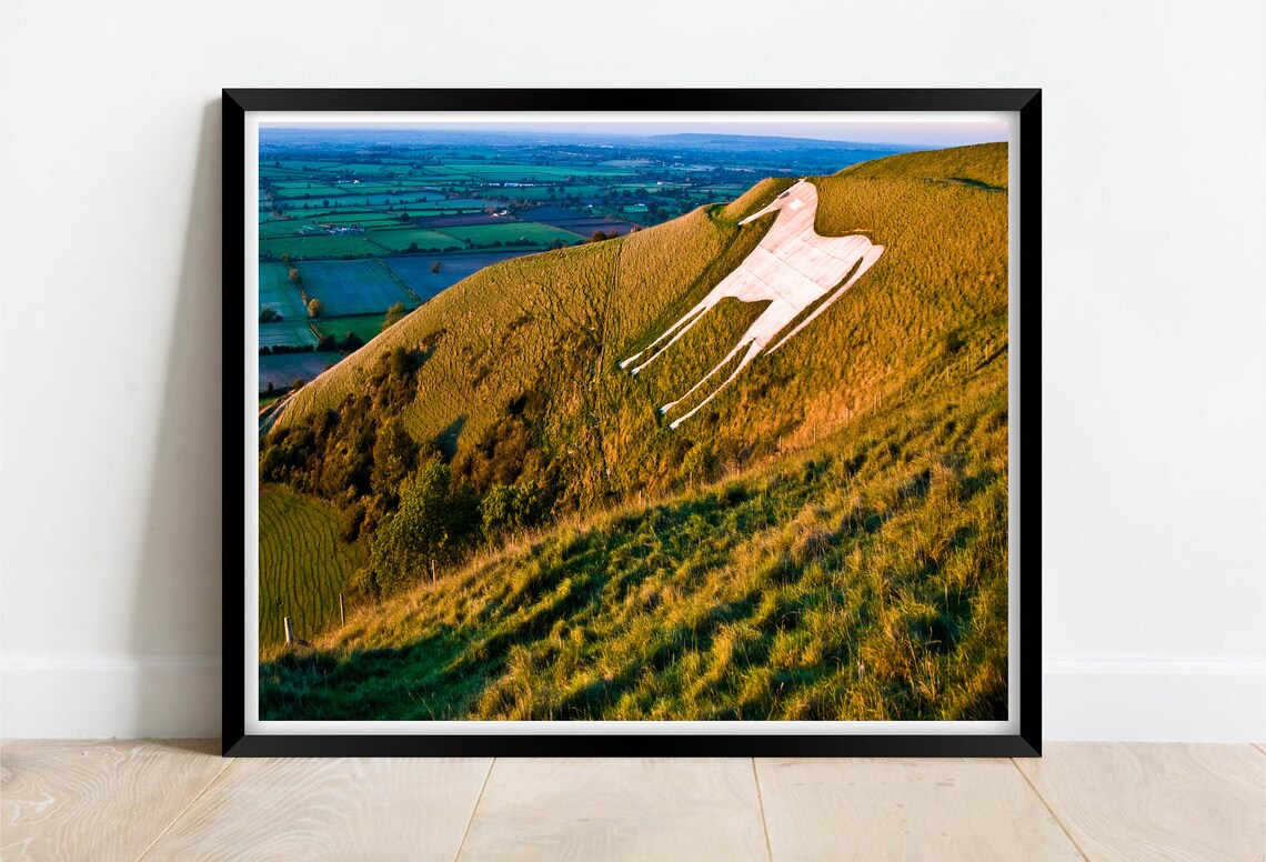 Westbury White Horse Wiltshire Chalk Hill Figure Sunset Poster