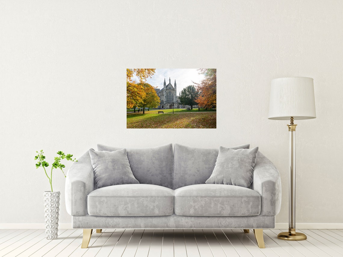 Winchester Cathedral In Golden Autumn Surrounded By Fall Trees Poster - Image 2