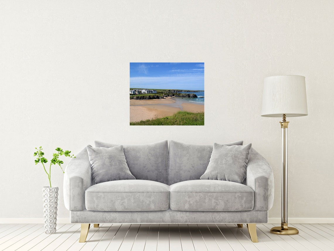Trevone Bay Cornwall Beach Clifftop Houses Summer View Poster - Image 2