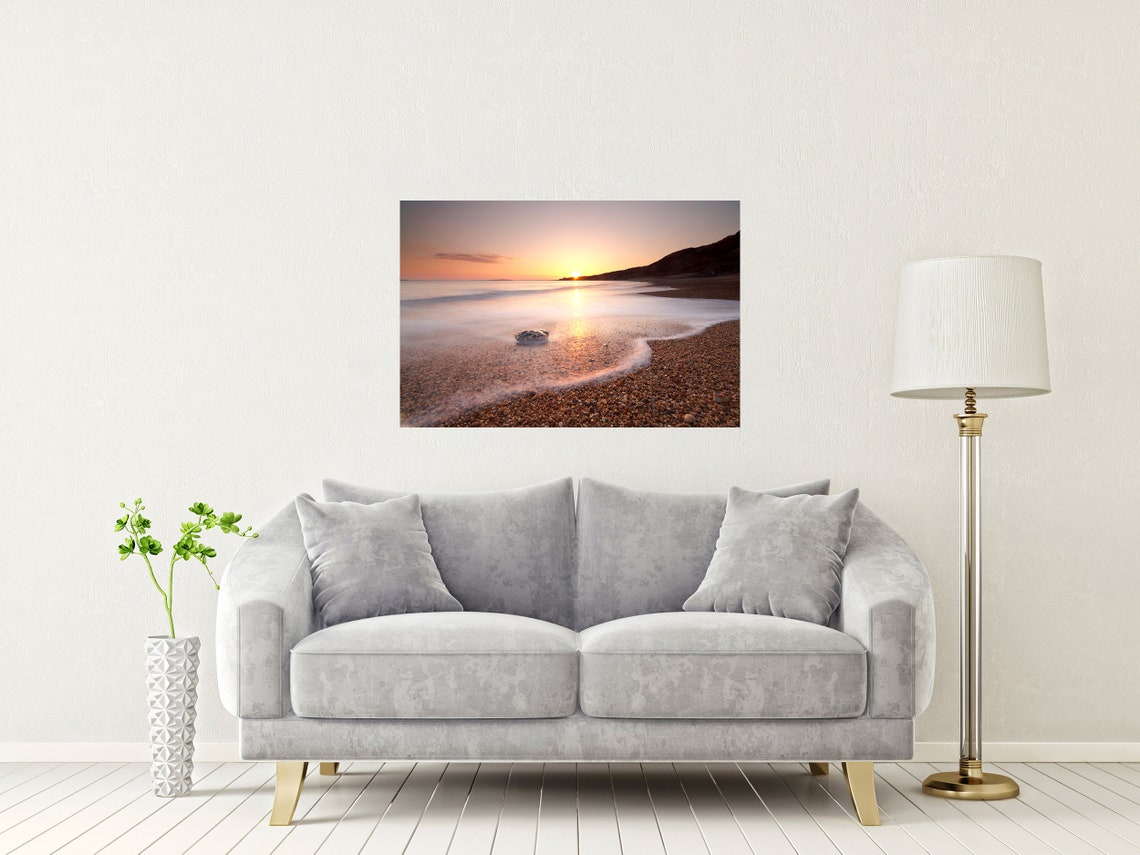 Ringstead Bay Sunrise Over Pebble And Shingle Shore Dorset Poster - Image 2