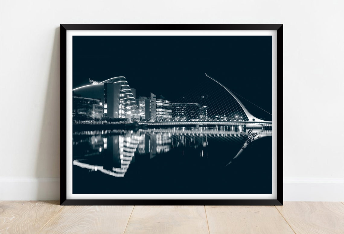 Samuel Beckett Bridge Dublin Night Lights River Reflections Poster
