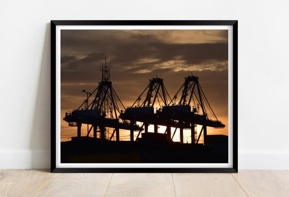 Felixstowe Port Suffolk Cranes at Sunset Art Print