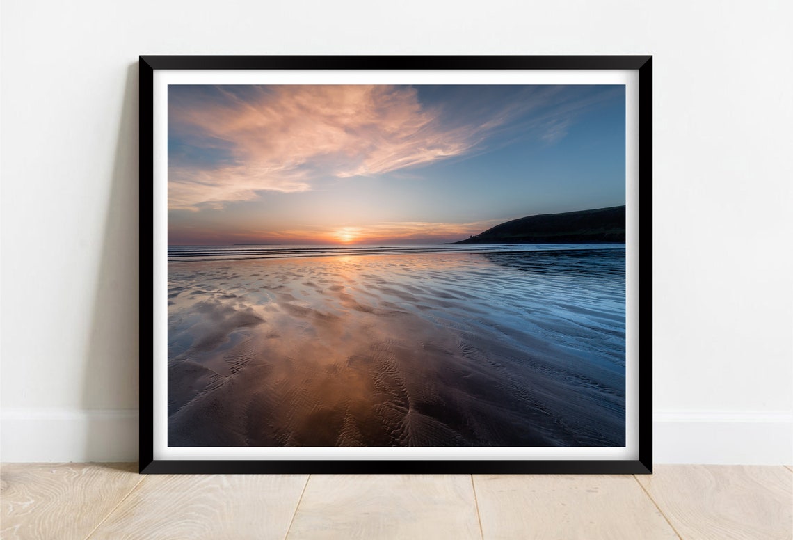 Saunton Sands North Devon Golden Sunset Beach Reflections Poster