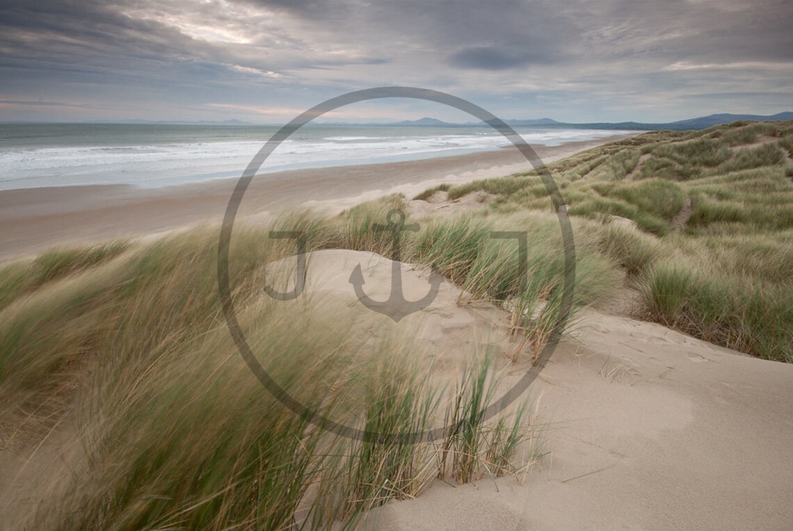 Harlech Beach Snowdonia Wales Sand Dunes Moody Landscape Print - Image 3
