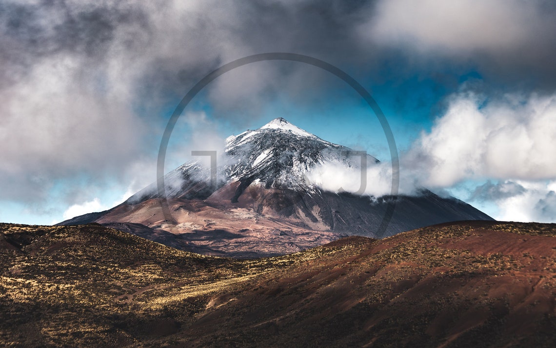 Mount Teide Tenerife Snow Capped Volcano Dramatic Clouds Poster - Image 3