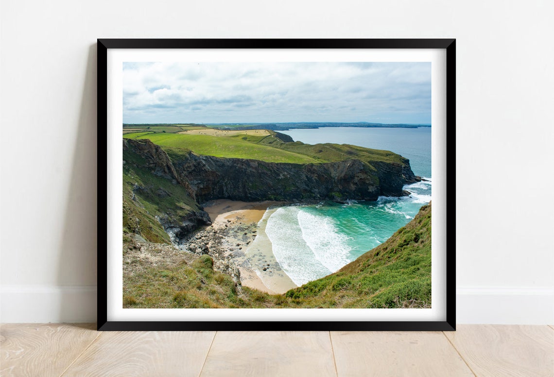 Beacon Cove Torquay Devon White Surf Rocky Cliffs View Poster