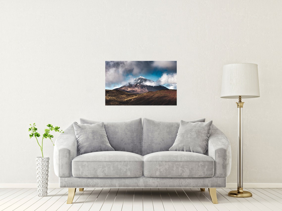 Mount Teide Tenerife Snow Capped Volcano Dramatic Clouds Poster - Image 2