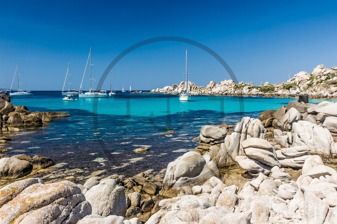 Corsica Lavezzi Islands Turquoise Water with Sailboats Poster - Image 3